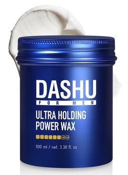 Dashu DASHU Ultra Holding Power Men Hair Wax Strong Hold | Long Lasting & Easy to Wash Edge Control Hair Styling Wax w/Collagen & Argan Oil 3.38 fl oz 