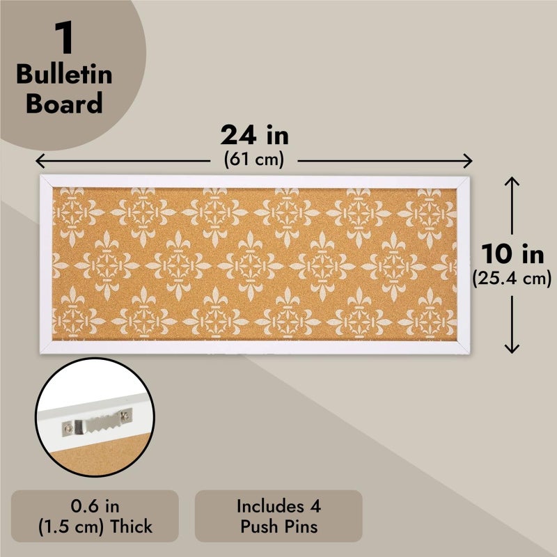 Juvale Decorative Cork Bulletin Boards for Walls (10 x 24 in) - White Frame Pin Board for Office, Bedroom & Room Decor - Image 4