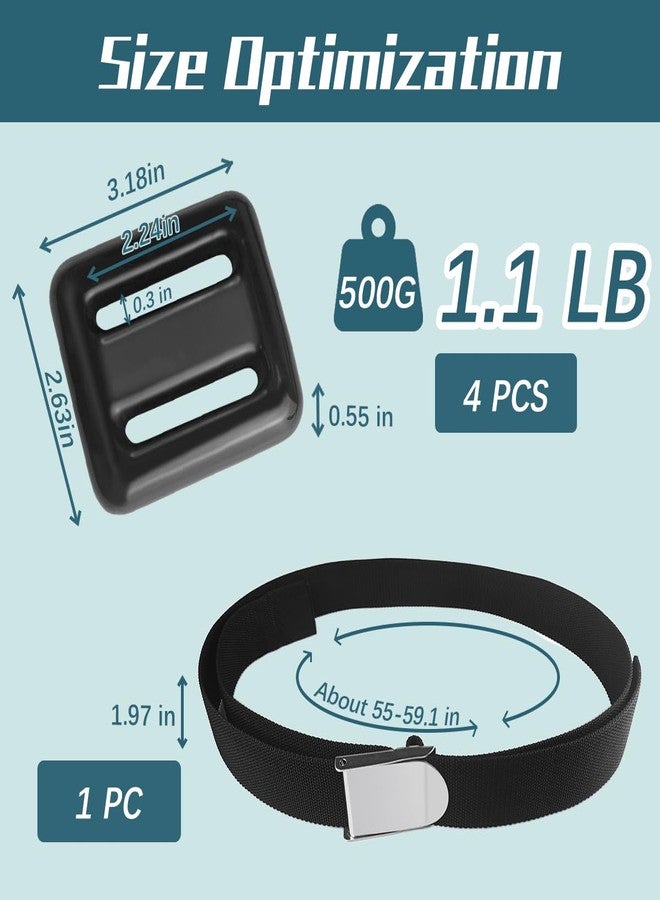 Quaocens 4 Pcs 1.1 lb Scuba Weight Belt,Diving Weight Belt with Metal Block Buckle Coated Dive Weights Nylon Dive Belt Suitable for Free Diving - Image 2
