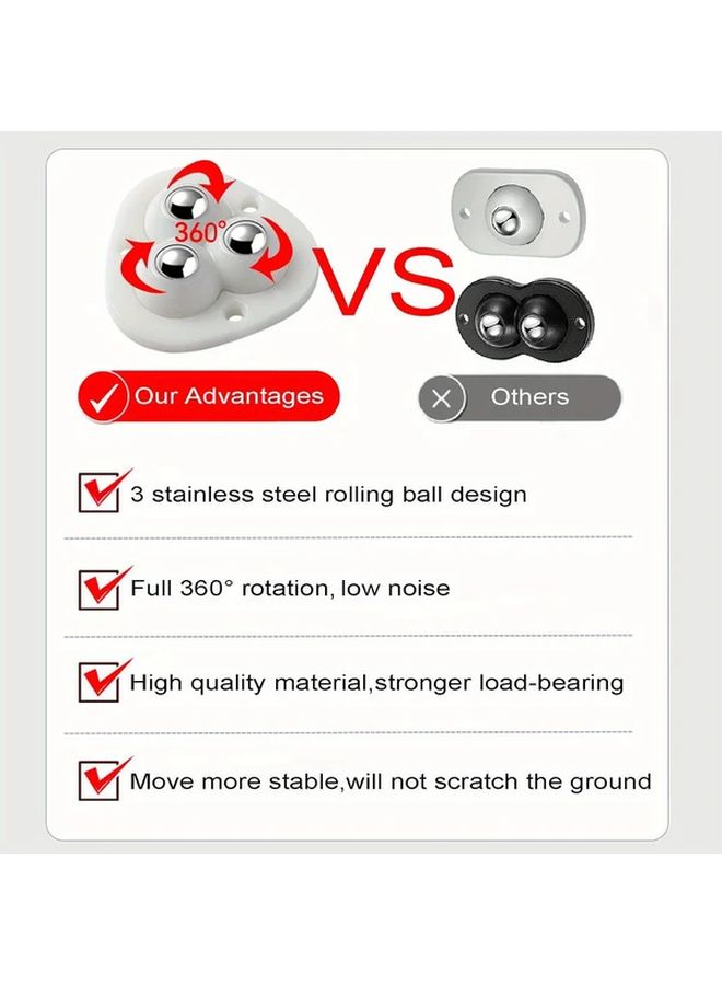 Transparent Self Adhesive Ball Caster Wheels 8 Pack 360 Degree Rotating Sticky Pulley for Furniture Storage Box - Image 3