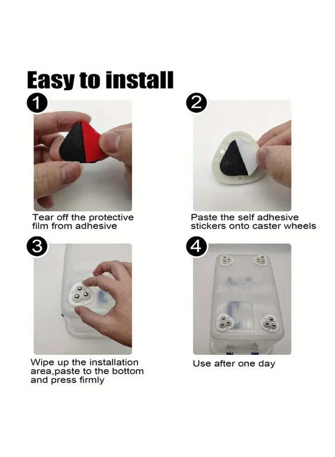 Transparent Self Adhesive Ball Caster Wheels 8 Pack 360 Degree Rotating Sticky Pulley for Furniture Storage Box - Image 5