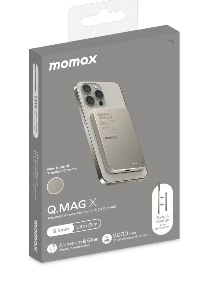 Q.MAG X 5000mAh Wireless Magnetic Power Bank – USB-C PD Fast Charging, Up to 15W Output