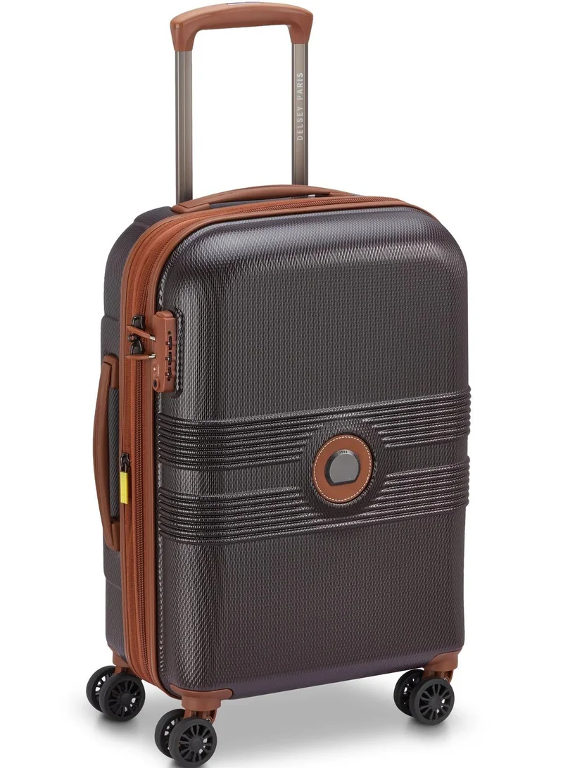 DELSEY Paris  Delsey Flanerie SE 55cm cabin trolley, Chocolate, 4 spinner wheels, polycarbonate hard shell, expandable, TSA lock, dual handle, spacious interior, 5-year warranty  | Best Price UAE