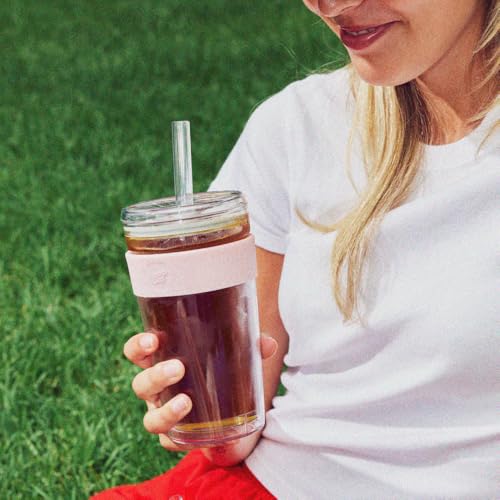 KeepCup Cold Cup - Longplay Double wall Glass Ice Coffee Tumbler with Lid and Straw - 16oz (454ml) - Pashmak - Image 4