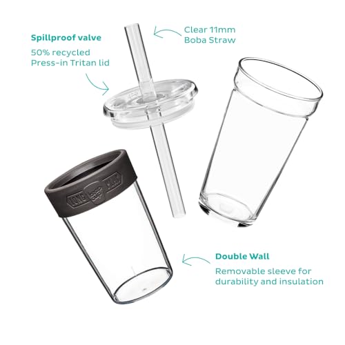 KeepCup Cold Cup - Longplay Double wall Glass Ice Coffee Tumbler with Lid and Straw - 16oz (454ml) - Pashmak - Image 3