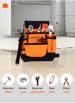 LAWAZIM Apron Tool Bag Pouch - Durable Space Saving Water Proof Canvas Waist Apron with Adjustable Strap, Buckles, and Pockets- for Electrician Carpenter Gardener, Mechanic, Plumbing, and Construction  - Image 3