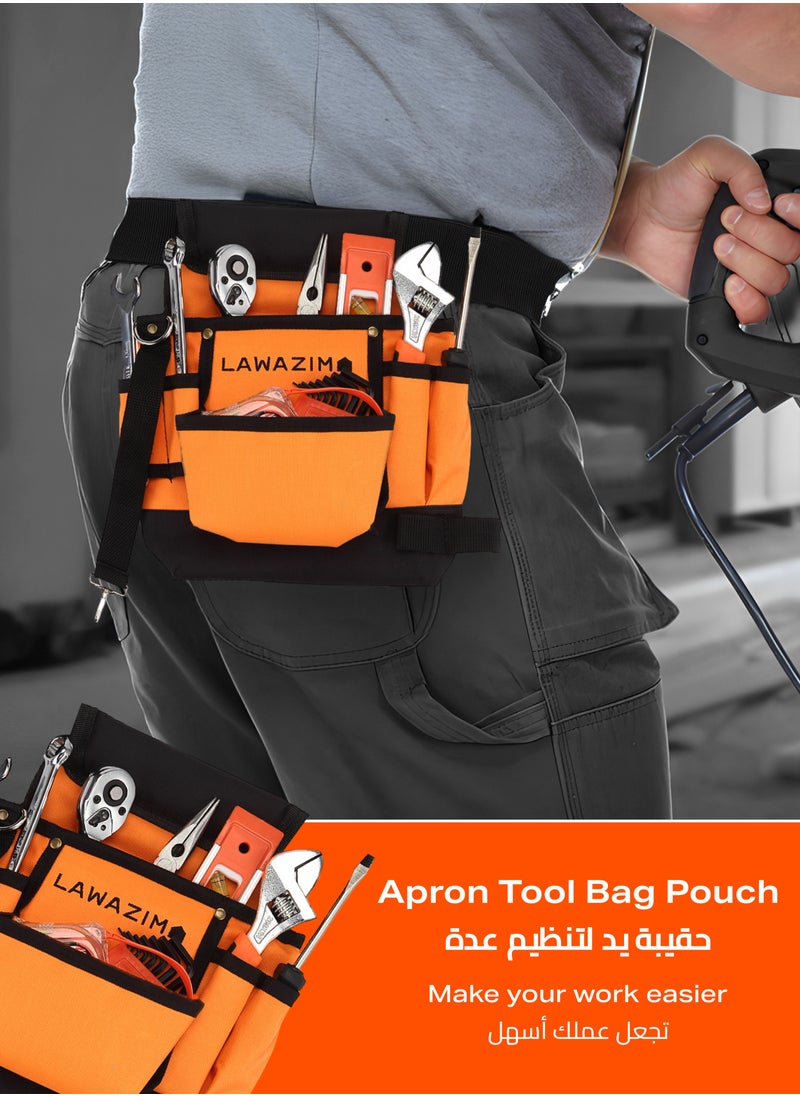 LAWAZIM - Apron Tool Bag Pouch - Durable Space Saving Water Proof Canvas Waist Apron with Adjustable Strap, Buckles, and Pockets- for Electrician Carpenter Gardener, Mechanic, Plumbing, and Construction - Image 1