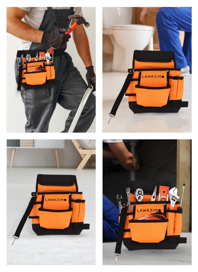 LAWAZIM - Apron Tool Bag Pouch - Durable Space Saving Water Proof Canvas Waist Apron with Adjustable Strap, Buckles, and Pockets- for Electrician Carpenter Gardener, Mechanic, Plumbing, and Construction - Image 1
