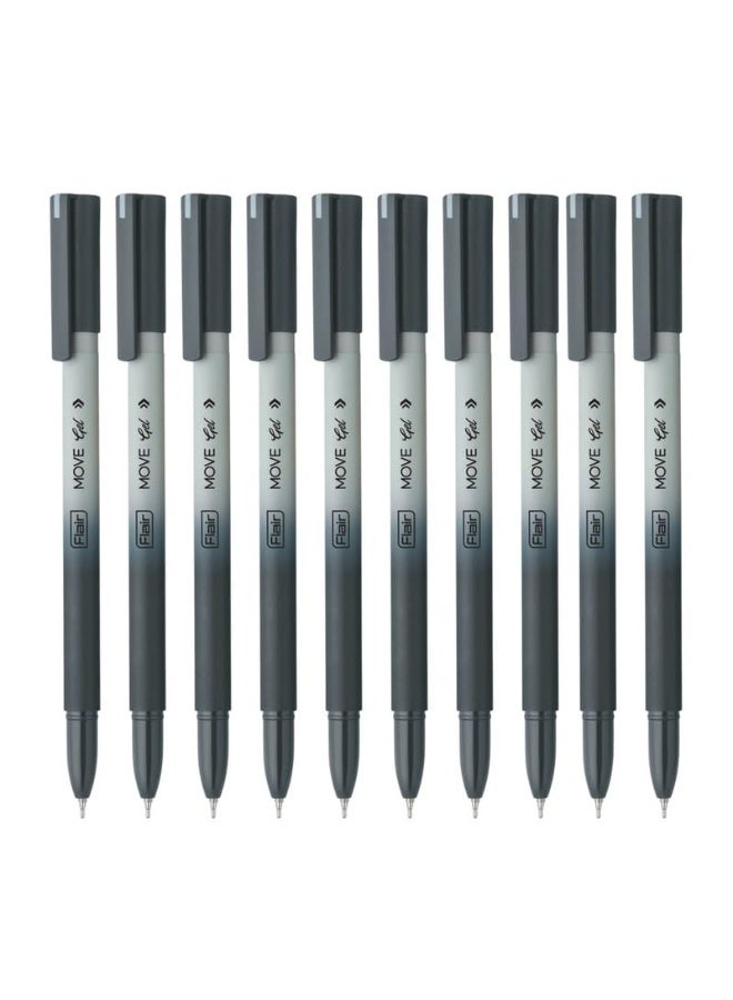 FLAIR Move Gel Pen | Black & Grey Aesthetic Pastel Matt Finished Body | Effortless Writing With Sleek Clip Design | Black Ink, Set Of 10 - Image 3