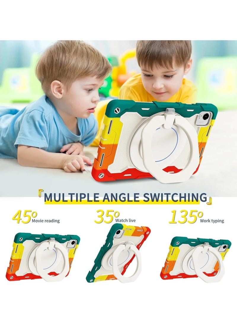 VKL Kids Tablet Case Compatible with Honor Pad X9a 11.5 inch 2025, Multi-Angle Bracket+360° Adjustable Swivel Hand Strap 3-in-1 Drop-Proof Tablet Case (Colorful Red) - Image 2