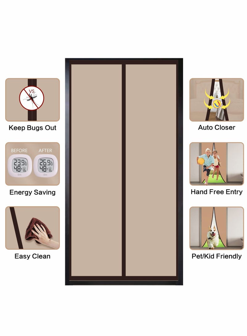 SYOSI Magnetic Insulated Door Curtain, Thermal Door Cover Door Screen Auto Closer Self-Closing Privacy Screen Door for Air Conditioner Room, Patio, Bedroom-Hands Free - Image 2