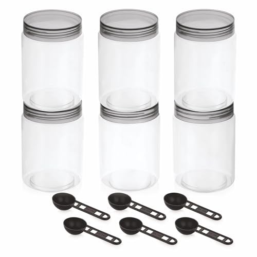 Homeor Plastic Storage Jar & Containers With Spoon, Airtight & BPA Free Containers for Kitchen Storage, Grocery Kitchen Container, Multipurpose Jar, Fridge Storage Container, 1200 ML Set 6, Black - Image 4