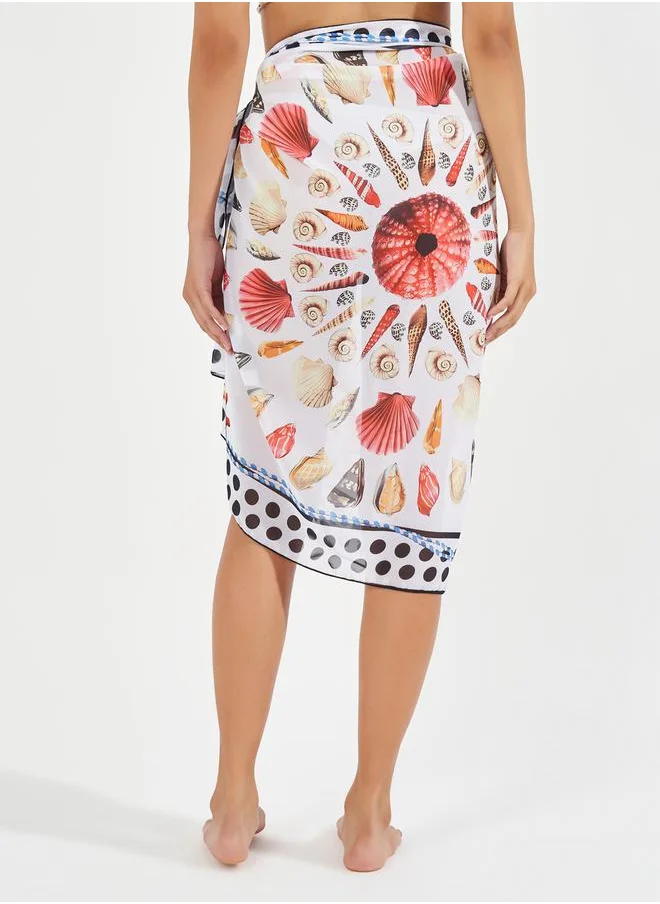 Styli Polka Dot Aquatic Print Sarong