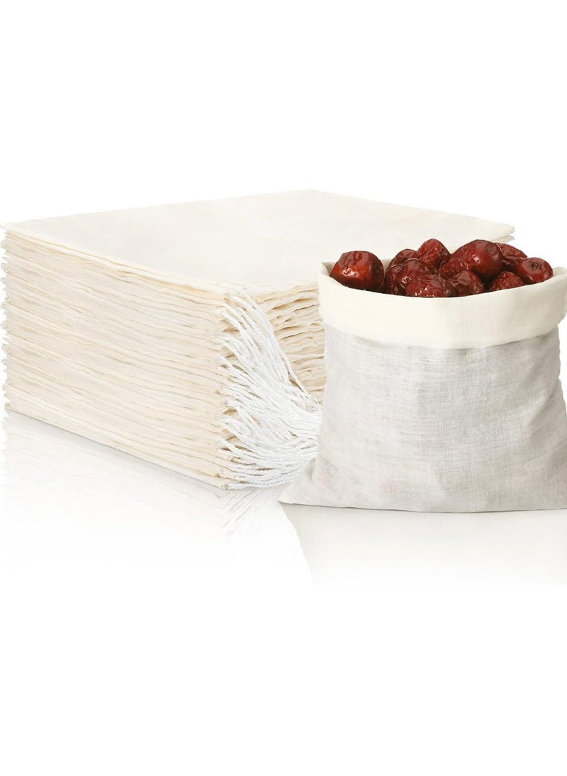 50 Pieces Cheesecloth Bags for Straining Reusable Empty Tea Bags Soup Bags Spice Bags for Cooking Cold Brew Coffee Bags Strainer Bags (8 x 10 Inch) - Image 1