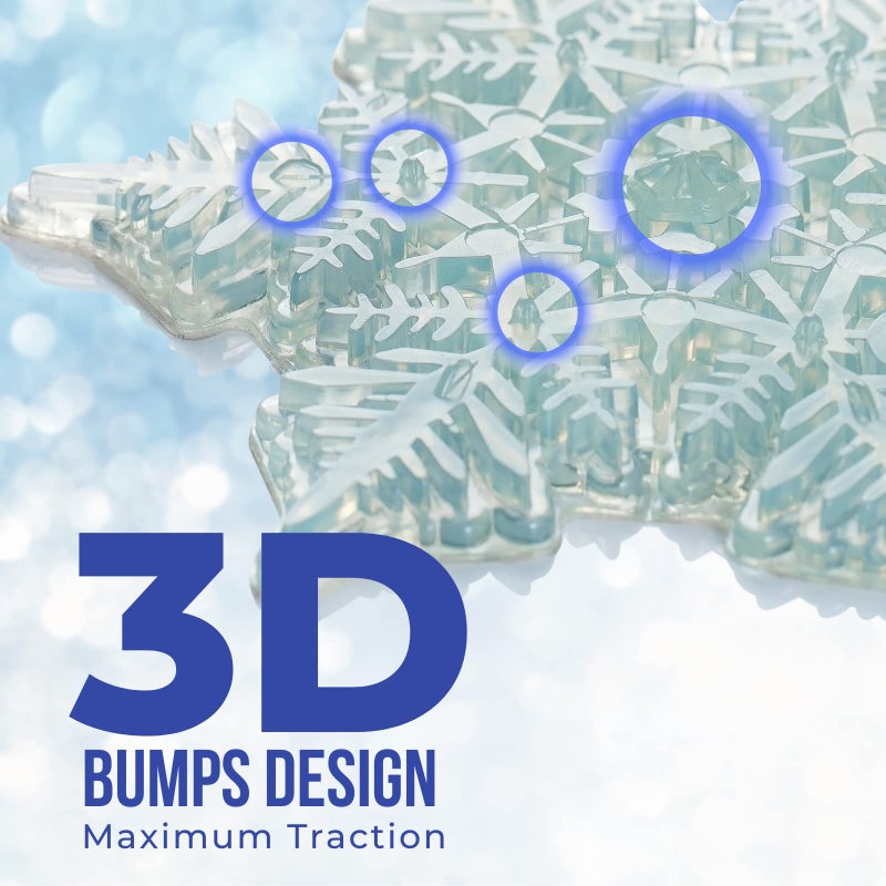 devembr Snowboard Stomp Pad, 3D Clear Snowflake Snowboarding Stomp Pads, PVC Material, 5.11" x 5.9", Transparent Pattern - Image 2