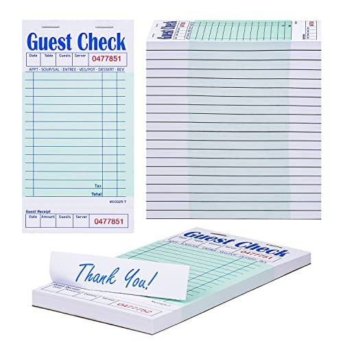 Methdic Guest Checks Server Note Pads 1000 Orders Waitress Notepad for Restaurants (20 Books) - Image 1
