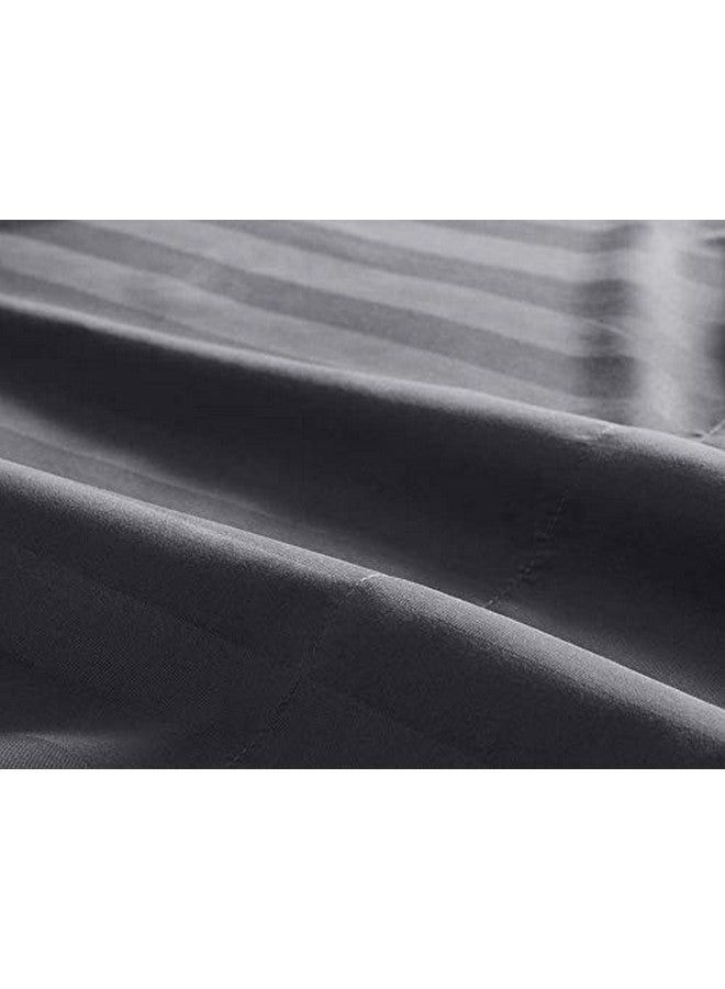 LINENWALAS Linenwalas Summer Special 100% Anti-Pilling Cotton 310 TC Satin Stripes Double Fitted Bedsheet with 2 Pillow Covers - Grey - 72x78x14 - Image 4