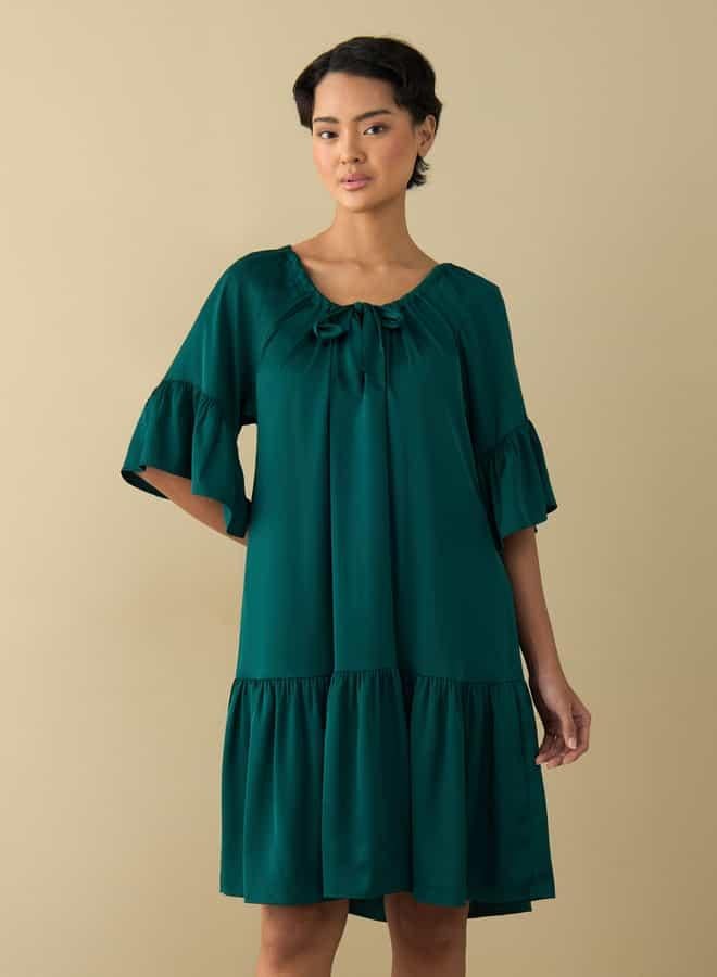 Splash FAV Satin Night Dress with Extended Sleeves  - Image 1