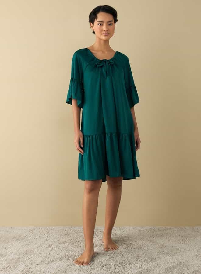 Splash FAV Satin Night Dress with Extended Sleeves  - Image 2