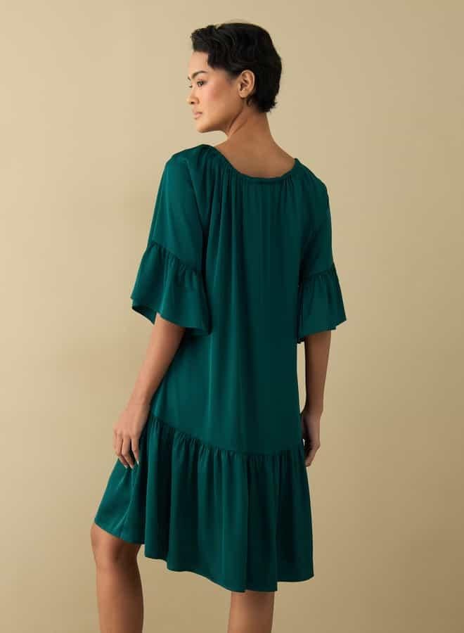 Splash FAV Satin Night Dress with Extended Sleeves  - Image 3
