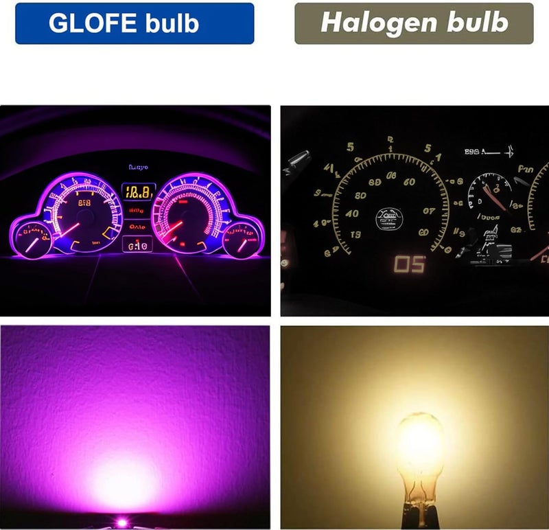 GLOFE T10 194 168 Dash Instrument White LED Light Bulbs Bright Panel Gauge Cluster Dashboard LED Light Bulbs 10Pcs/Set (Purple/pink) - Image 3