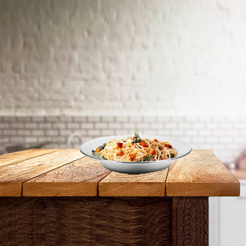 Next Future, Set of 6 Plates, Stainless Steel Deep Soup/Breakfast/Maggi/Pasta/Gravy Plate Large Size with Laser Print (Heavy Gauge) Soup Plate - Diameter: 10 Inches/ 25.4 cms - Image 5