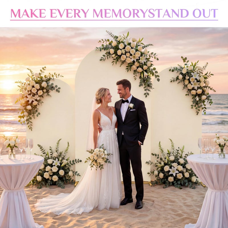 Toolterritary Set of 3 Metal Arch Backdrop Stand with Cover Set, (7.2FT, 6.6FT, 6FT Wedding Arch and Cover Set), Backdrop Arch for Party, Baby Shower, Birthday, and Graduation Ceremony - Image 2
