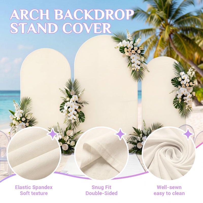 Toolterritary Set of 3 Metal Arch Backdrop Stand with Cover Set, (7.2FT, 6.6FT, 6FT Wedding Arch and Cover Set), Backdrop Arch for Party, Baby Shower, Birthday, and Graduation Ceremony - Image 5