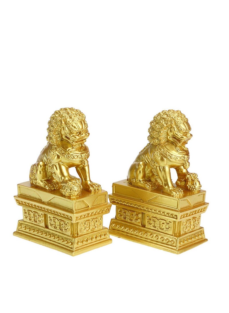 Excefore Chinese Style Pair of Lion Statue, Foo Dogs Decor Stone Lion,Chinese Style Feng Shui Statues Auspicious Ornaments,  Suitable for Home Decor, Store Opening Gift, House Warming - Image 1