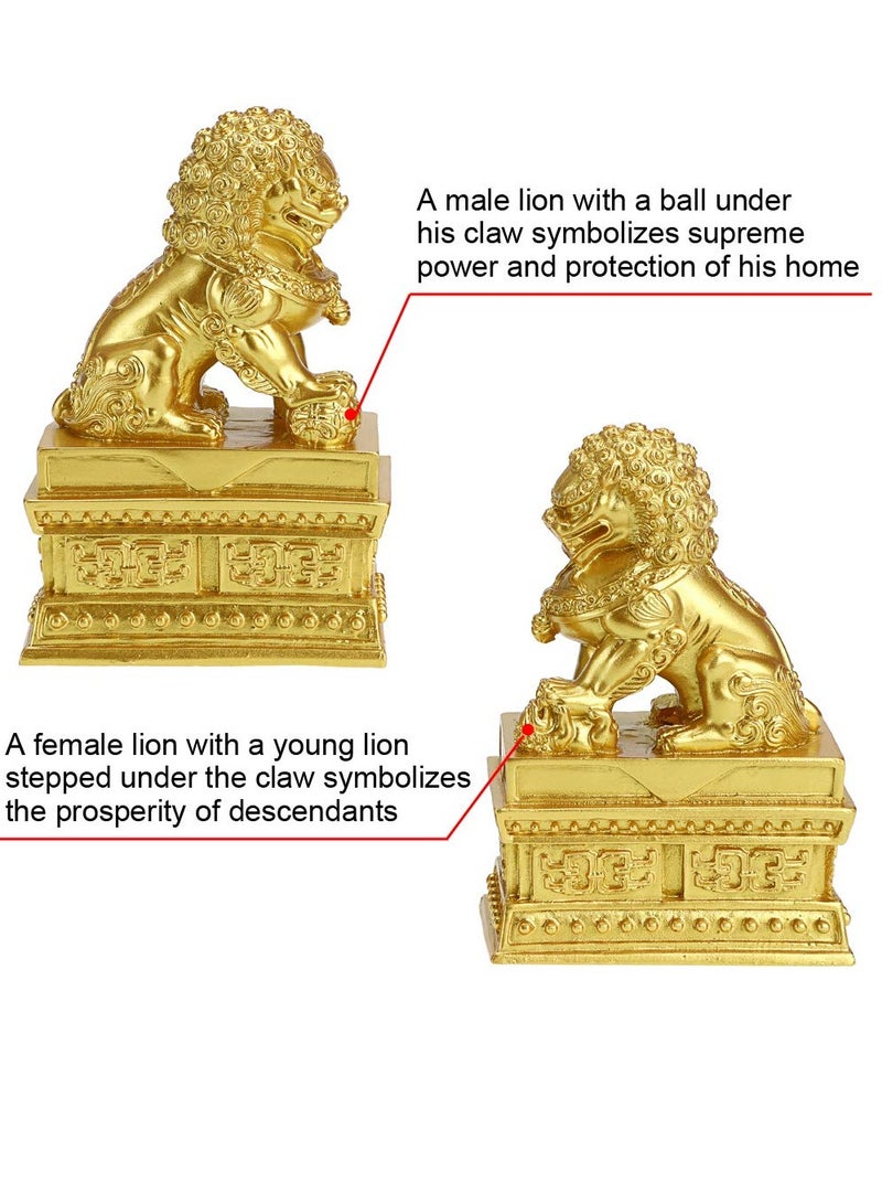 Excefore Chinese Style Pair of Lion Statue, Foo Dogs Decor Stone Lion,Chinese Style Feng Shui Statues Auspicious Ornaments,  Suitable for Home Decor, Store Opening Gift, House Warming - Image 4
