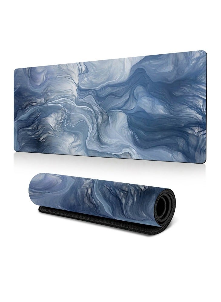 800x300x2mm Large Gaming Mouse Pad Stitched Edges Extended Mousepad Smooth Cloth Surface Non-Slip Rubber Base Waterproof Anime Extended Comfortable Mouse Mat Desk Pad Spill-Resistant Desk Pad for Keyboard and Mouse Blue(Ink wash)  - Image 1