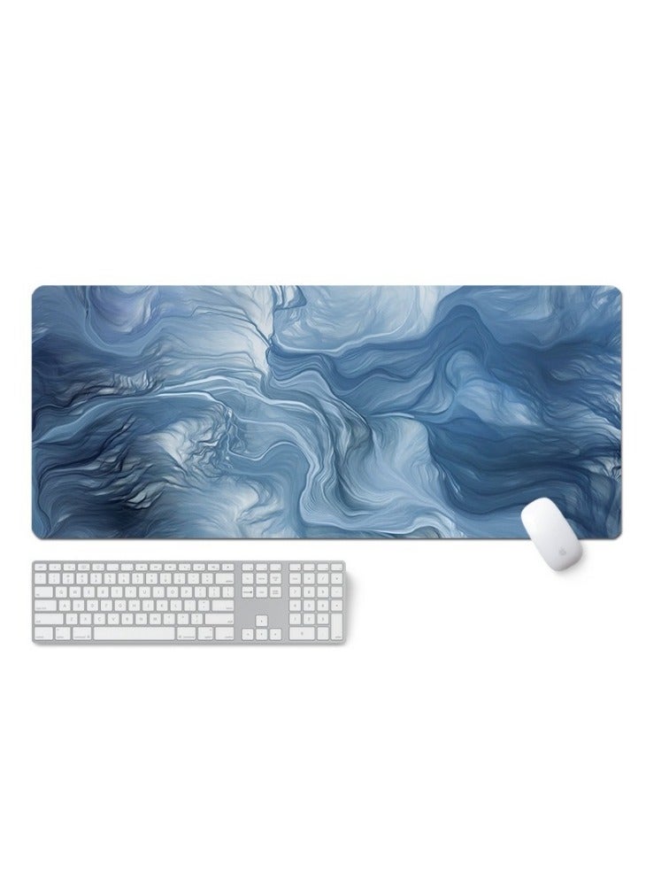 800x300x2mm Large Gaming Mouse Pad Stitched Edges Extended Mousepad Smooth Cloth Surface Non-Slip Rubber Base Waterproof Anime Extended Comfortable Mouse Mat Desk Pad Spill-Resistant Desk Pad for Keyboard and Mouse Blue(Ink wash)  - Image 2