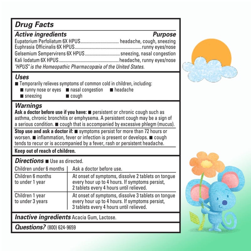 Hyland's Hylands Baby Tiny Cold Tablets Natural Relief of Runny Nose Congestion and Occasional Sleeplessness Due to Colds 125 QuickDissolving Tablets Pack of 2 - Image 2