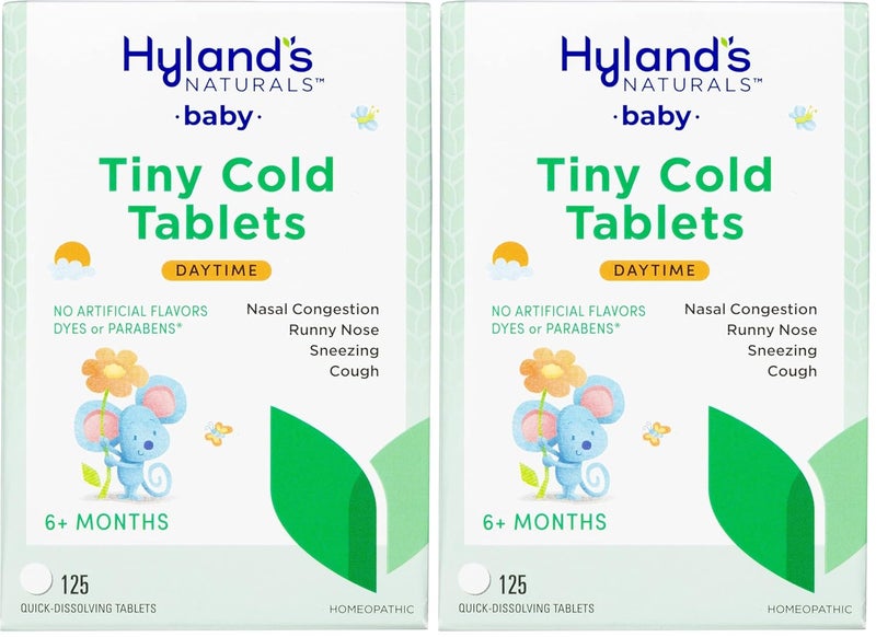 Hyland's Hylands Baby Tiny Cold Tablets Natural Relief of Runny Nose Congestion and Occasional Sleeplessness Due to Colds 125 QuickDissolving Tablets Pack of 2 - Image 1