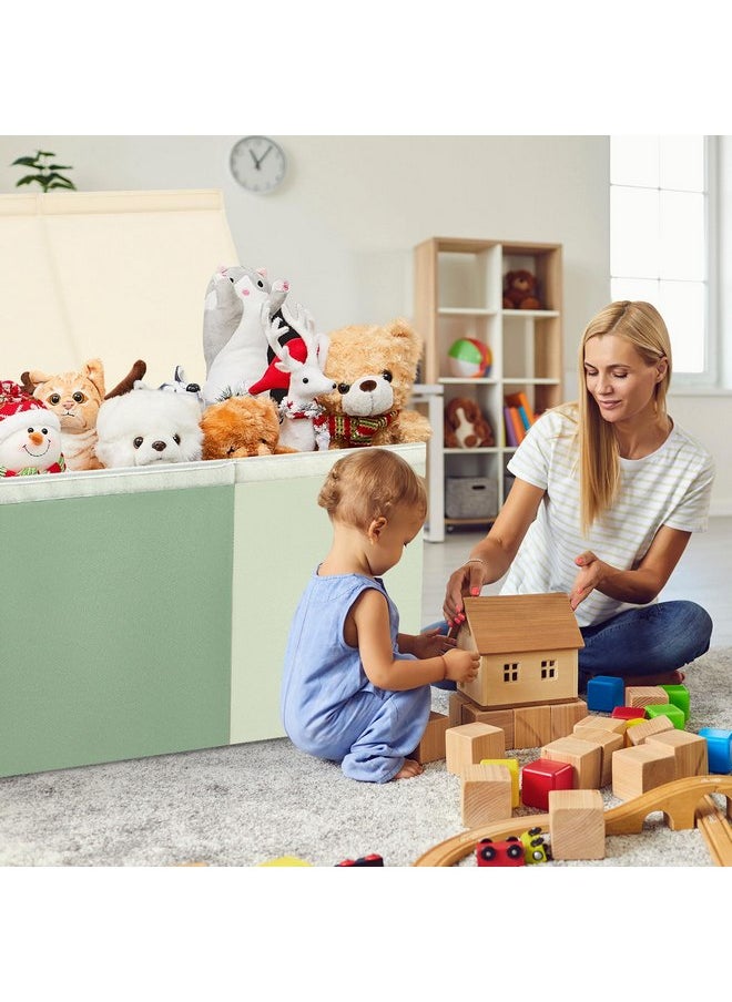 Patelai - Patelai Extra Large Toy Chest 3/4 Dividers Collapsible Toy Box Christmas Storage Organizer with Lid and Handles Toy Bins for Living Room Playroom Nursery(40.6 x 16.5 x 14.2'',Sage Green) - Image 1