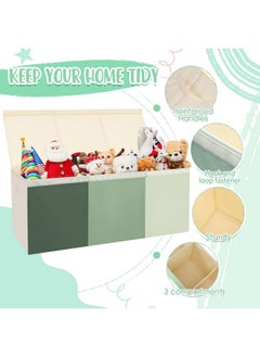 Patelai Patelai Extra Large Toy Chest 3/4 Dividers Collapsible Toy Box Christmas Storage Organizer with Lid and Handles Toy Bins for Living Room Playroom Nursery(40.6 x 16.5 x 14.2'',Sage Green)  - Image 3