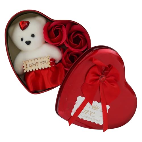 BENAVJI Heart Shaped Valentines Day Gift Box with I Love You Message Teddy Bear 3 Red Roses- Valentine Gift for Girlfriend Boyfriend Husband Wife-Valentine Day Gifts-Valentine Day Decoration Items - Image 3