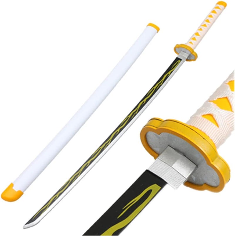 damdos Halloween Prop Anime Cosplay Sword, Demon Slayer Swords ,32" Demo Fantasy Agatsuma Zenitsu Swords Satoman Tanjirou Swords Shinazugawa Sanemi PU Material Xmas Birthday Gifts (Agatsuma Zenitsu) - Image 1