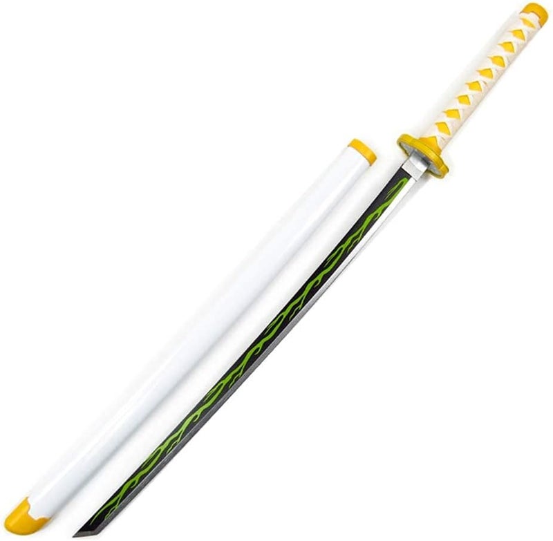 damdos Halloween Prop Anime Cosplay Sword, Demon Slayer Swords ,32" Demo Fantasy Agatsuma Zenitsu Swords Satoman Tanjirou Swords Shinazugawa Sanemi PU Material Xmas Birthday Gifts (Agatsuma Zenitsu) - Image 3