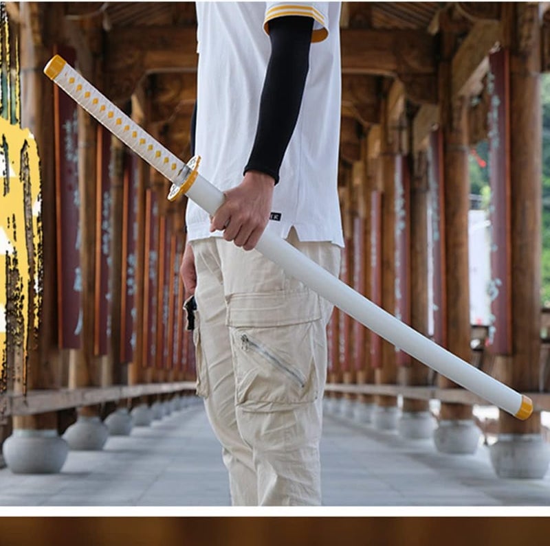 damdos Halloween Prop Anime Cosplay Sword, Demon Slayer Swords ,32" Demo Fantasy Agatsuma Zenitsu Swords Satoman Tanjirou Swords Shinazugawa Sanemi PU Material Xmas Birthday Gifts (Agatsuma Zenitsu) - Image 4
