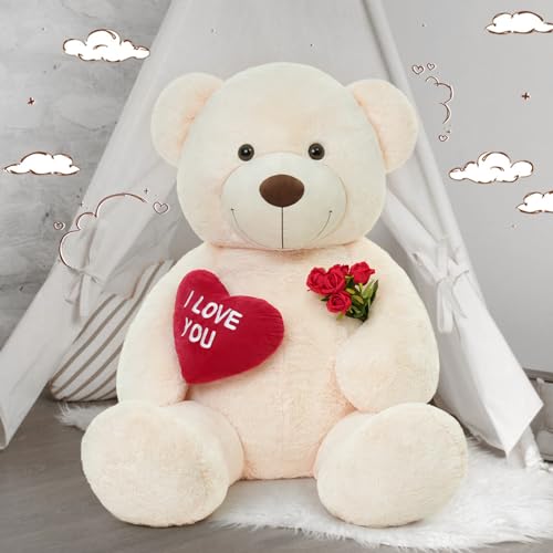 MaoGoLan Big Teddy Bear Stuffed Animal Soft and Cuddly Giant White Teddy Bear Plush with I Love You Red HeartValentines Gift for KidsGirlfriendBoyfriendLover36 inches - Image 5