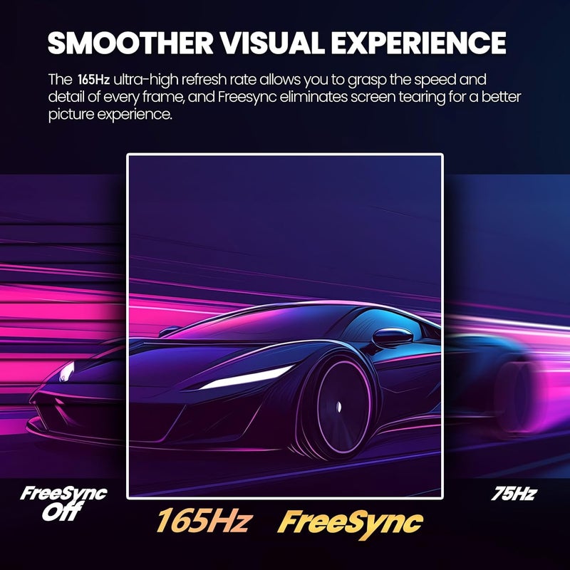 CRUA شاشة ألعاب 34 بوصة UWQHD 165Hz فائقة العرض 21:9 منحنية 1500R، دقة 3440x1440، PIP/PBP، 120% sRGB، FreeSync، سرعة 1ms (GTG)، مناسبة للألعاب الإلكترونية والأعمال والاستخدام المكتبي - Image 3