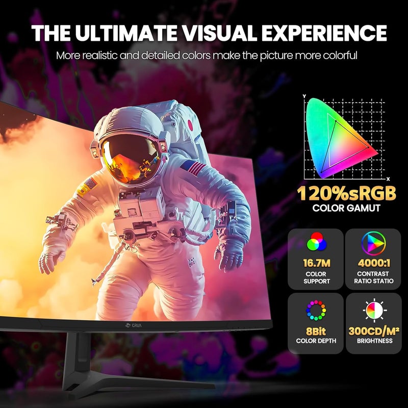 CRUA شاشة ألعاب 34 بوصة UWQHD 165Hz فائقة العرض 21:9 منحنية 1500R، دقة 3440x1440، PIP/PBP، 120% sRGB، FreeSync، سرعة 1ms (GTG)، مناسبة للألعاب الإلكترونية والأعمال والاستخدام المكتبي - Image 4