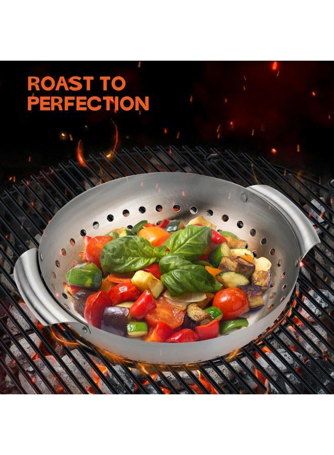 Onlyfire Chef Onlyfire 3 Packs Grill Baskets, Heavy Duty Stainless Steel Perforated Vegetable Grill Baskets, 3 Piece Mini Grilling Basket Set, Grill Pan for Outdoor Grill - Image 4