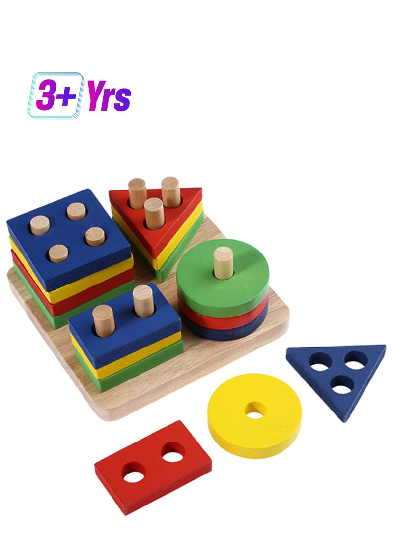 Wooden Geometric Sorting Building Blocks Set 3+ Years - Image 1