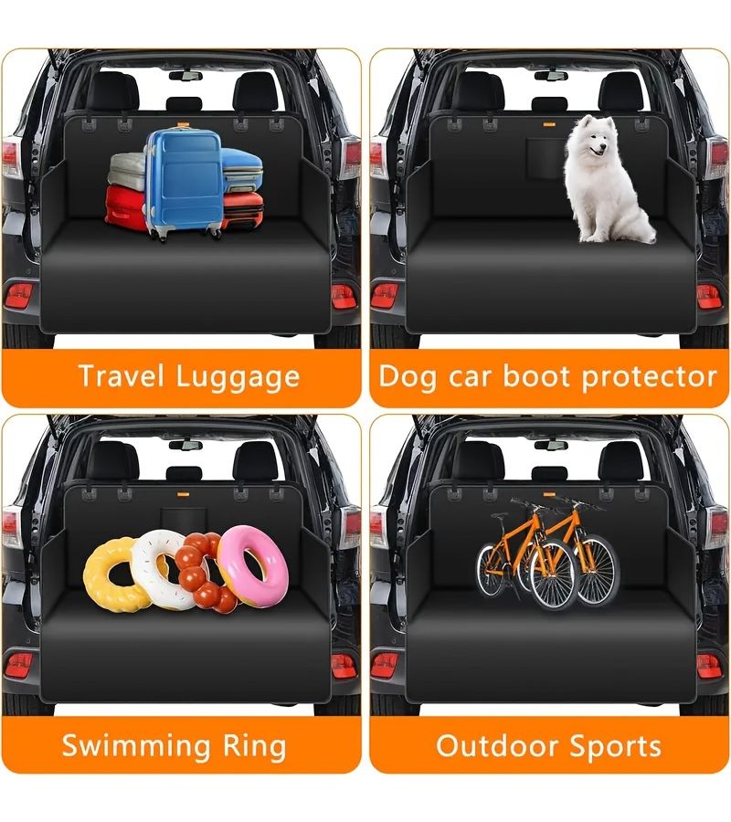 Black Single Layer Large Pocket Trunk Car Trunk Liner Protector For Dogs Non Slip Pet Mat Scratch Resistant Washable Luggage Cover Pad Travel Universal For Small Trucks And Suvs - Image 3
