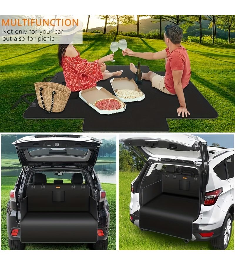 Black Single Layer Large Pocket Trunk Car Trunk Liner Protector For Dogs Non Slip Pet Mat Scratch Resistant Washable Luggage Cover Pad Travel Universal For Small Trucks And Suvs - Image 5