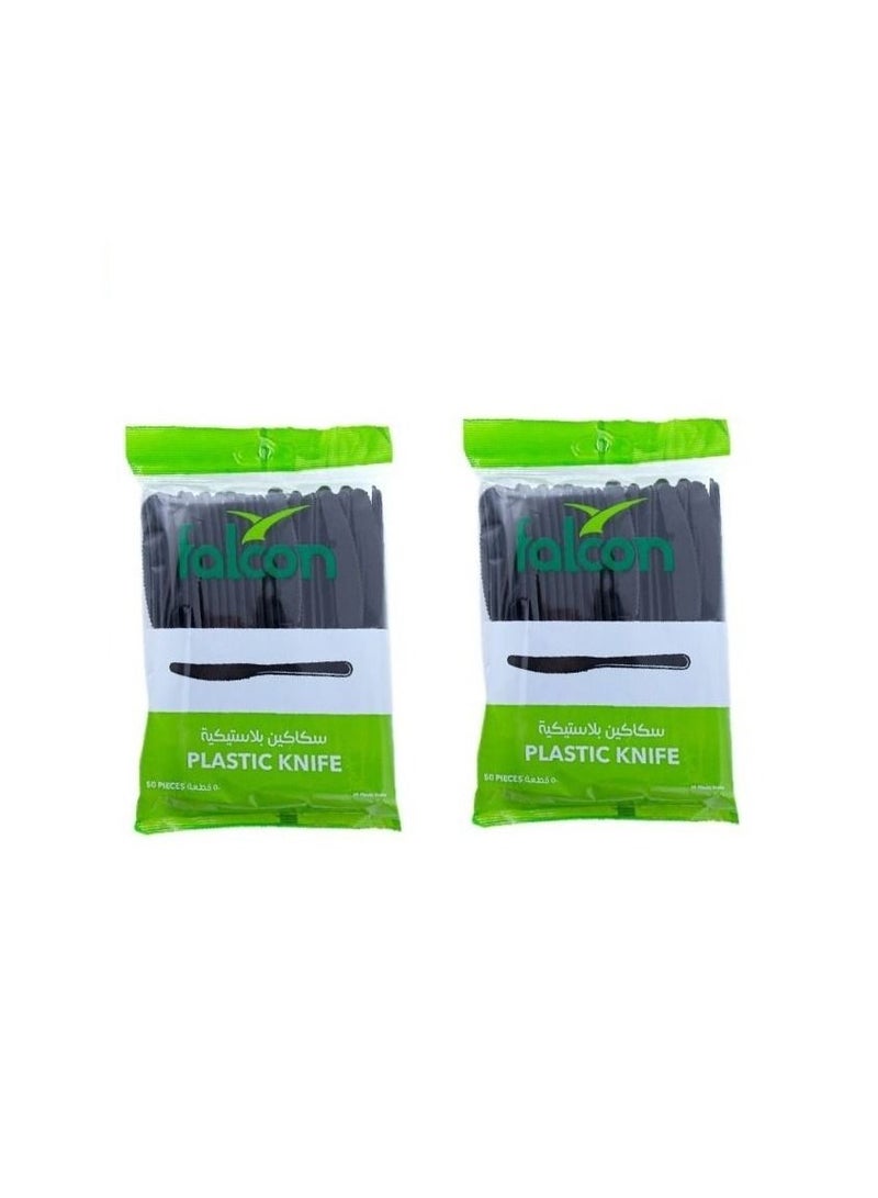 Falconpack Falcon Plastic Knife Black – PP (2 Pack x 50 Pieces) - Image 1
