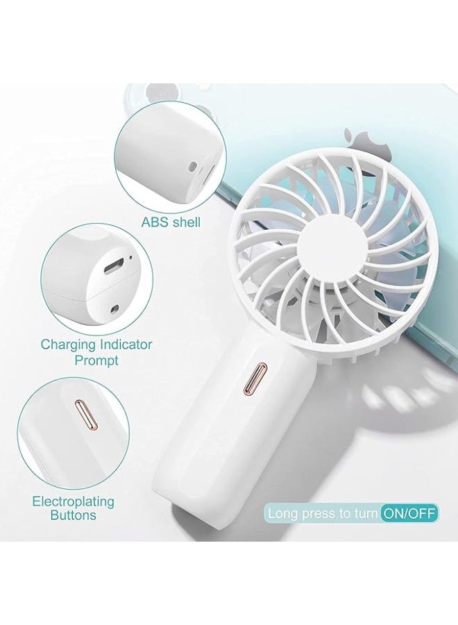 Padom Handheld Mini Fan Battery Operated Small Personal Portable Fan Speed Adjustable USB Rechargeable Fan for Kids Girls Women Men Home Office Indoor Outdoor Travelling (White) - Image 4
