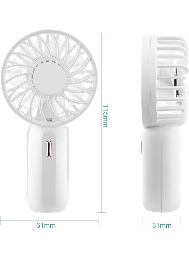 Padom Handheld Mini Fan Battery Operated Small Personal Portable Fan Speed Adjustable USB Rechargeable Fan for Kids Girls Women Men Home Office Indoor Outdoor Travelling (White) - Image 1